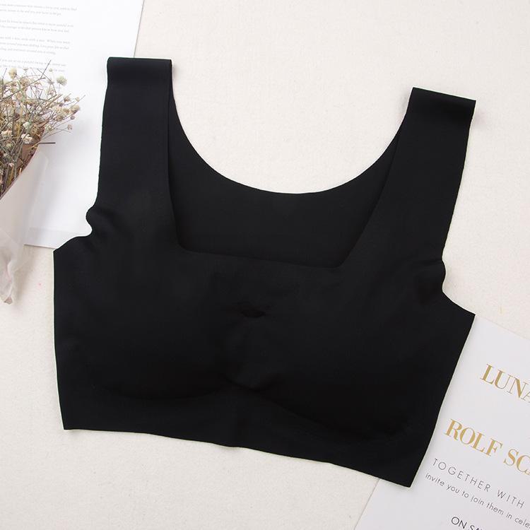 

Японский бесшовный бюстгальтер для сна Anxin - без стали, цельный, большого размера, утягивающее спину спортивное нижнее белье для женщин L (105 catties - 120 catties) чёрный