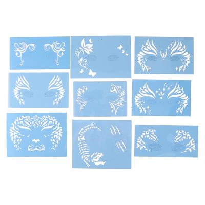 Kit 9 Pezzi Stencil per Pittura Facciale Stencil Lavabili Modello Stencil per la Festa di Halloween