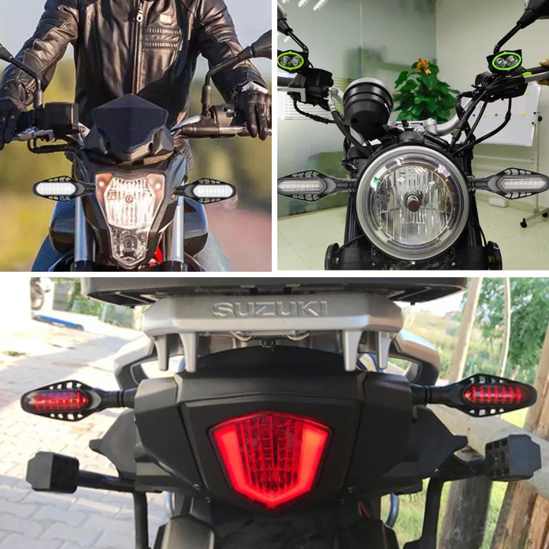 Motorcycle LED Signal Lights 16LED Motorcycle Directional Indicator Turn Signal DRL Light Flowing Taillight Daytime Running Lamp