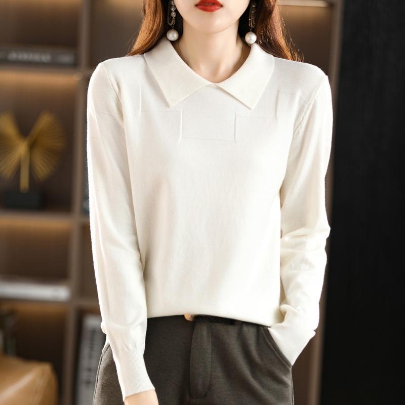 DAFIFY Dam Mode Casual Höst Vinter Enfärgad Tryck Långärmad POLO Hals Tröjor