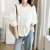 ZANZEA Women Casual Round Neck Loose 3/4 Sleeve Blouse