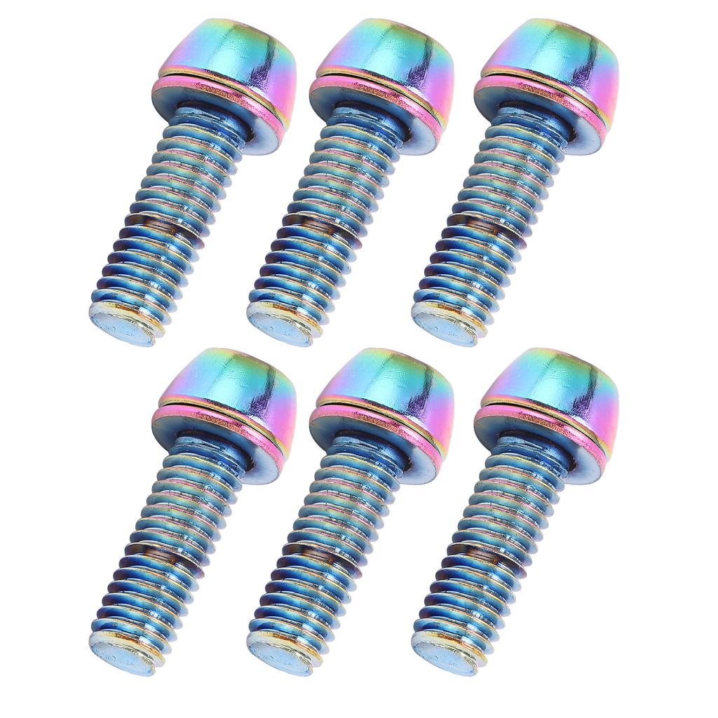 KRSCT 6pcs Cycling Stem Screws with Washers Stainless Steel Bolts Screws for Mountain Cycle Steering Handlebar M6
