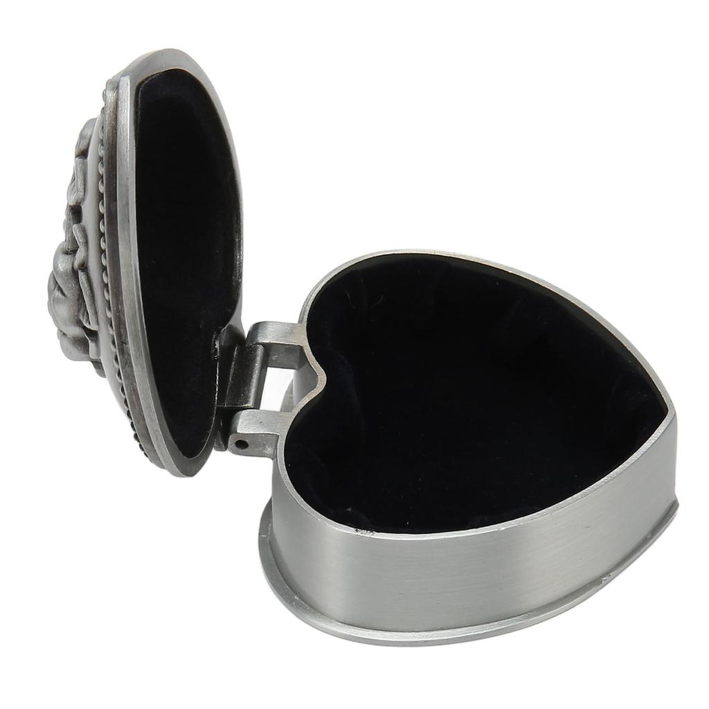 Zinc Alloy Heart Shape Jewelry Box Antique Heart Shape Rose Trinket Box Vintage Trinket Organizer