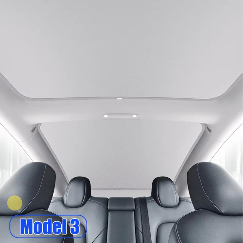 S For Tesla Model 3Y3 HighlandY Juniper Ice Cloth Buckle Shades For Glass Roof Front & Rear Sunroof Skylight Sunshade