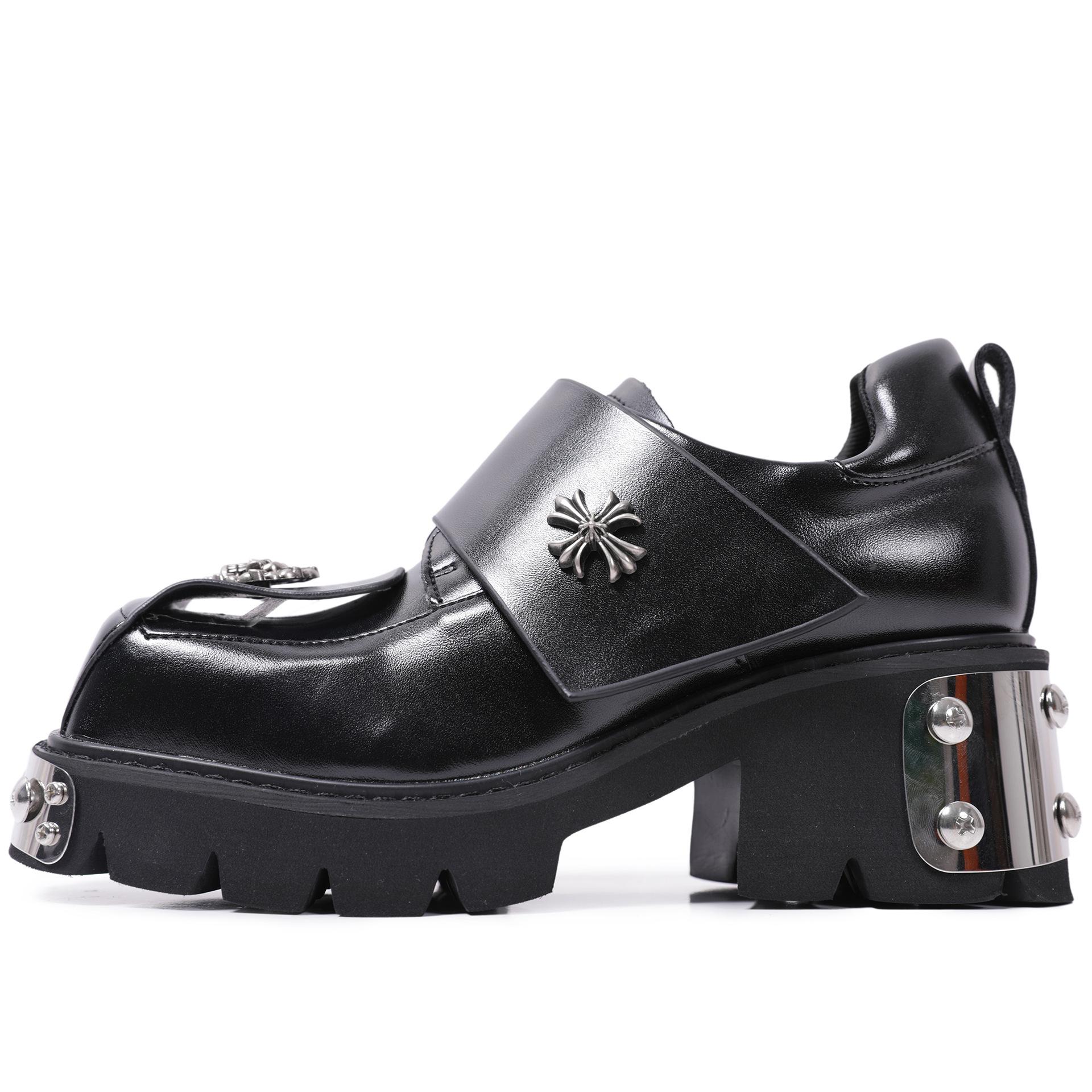 

Женская качественная подборка Дизайн с квадратным носком Металлические кожаные туфли Женские ретро лоферы на толстой подошве с низким верхом Sandalias Mujer 35 чёрный