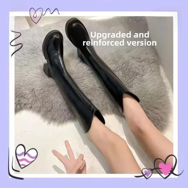 Bílé Dámské dlouhé kozačky Vysoký podpatek Silná podrážka ve tvaru V Rytířské kozačky pro hubnutí nohou Drobná lýtka Módní obuv