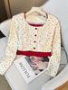 Women's Floral Button-Up Two-Piece-Style Long-Sleeve Slim Fit Top