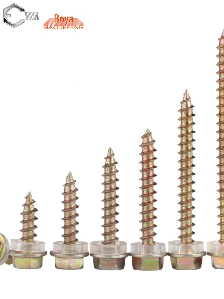 M5 Iron Zinc Hex Washer Head Self-Tapping Steel Wood Screw with Pad and Pointed Tip