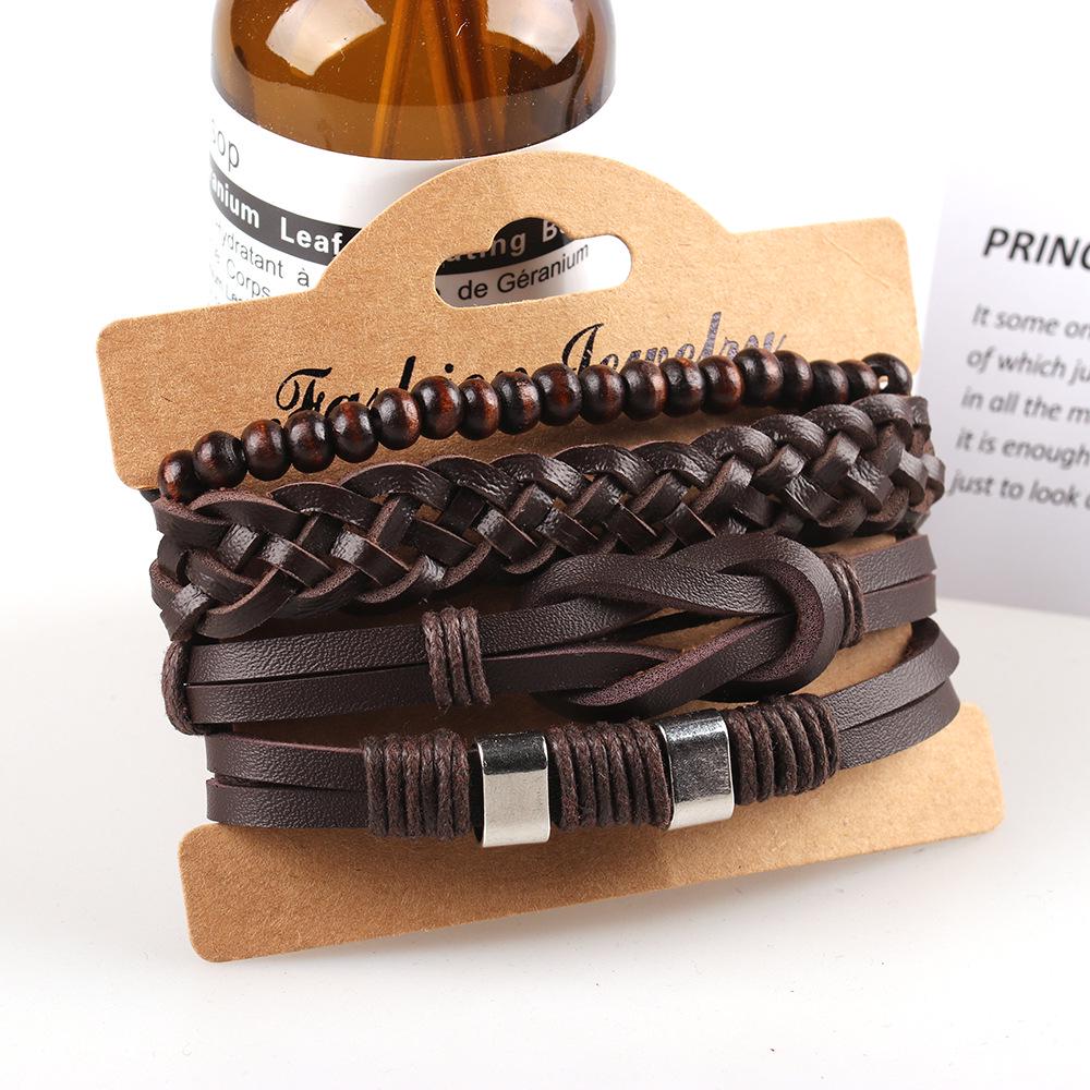 Unisex Handmade Woven Leather Bracelet - European and American Style Jewelry