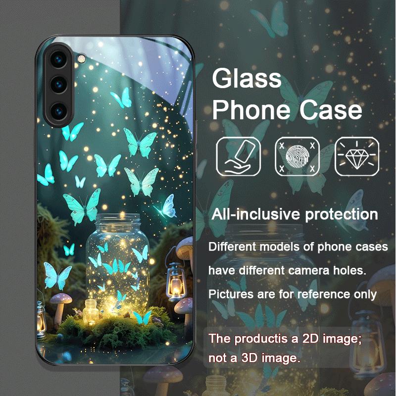 Beautiful Forest Butterfly Book Printed Tempered Glass Phone Case for Samsung Galaxy S25 Ultra S24 S23 Plus S22+ S21 S20FE Cover