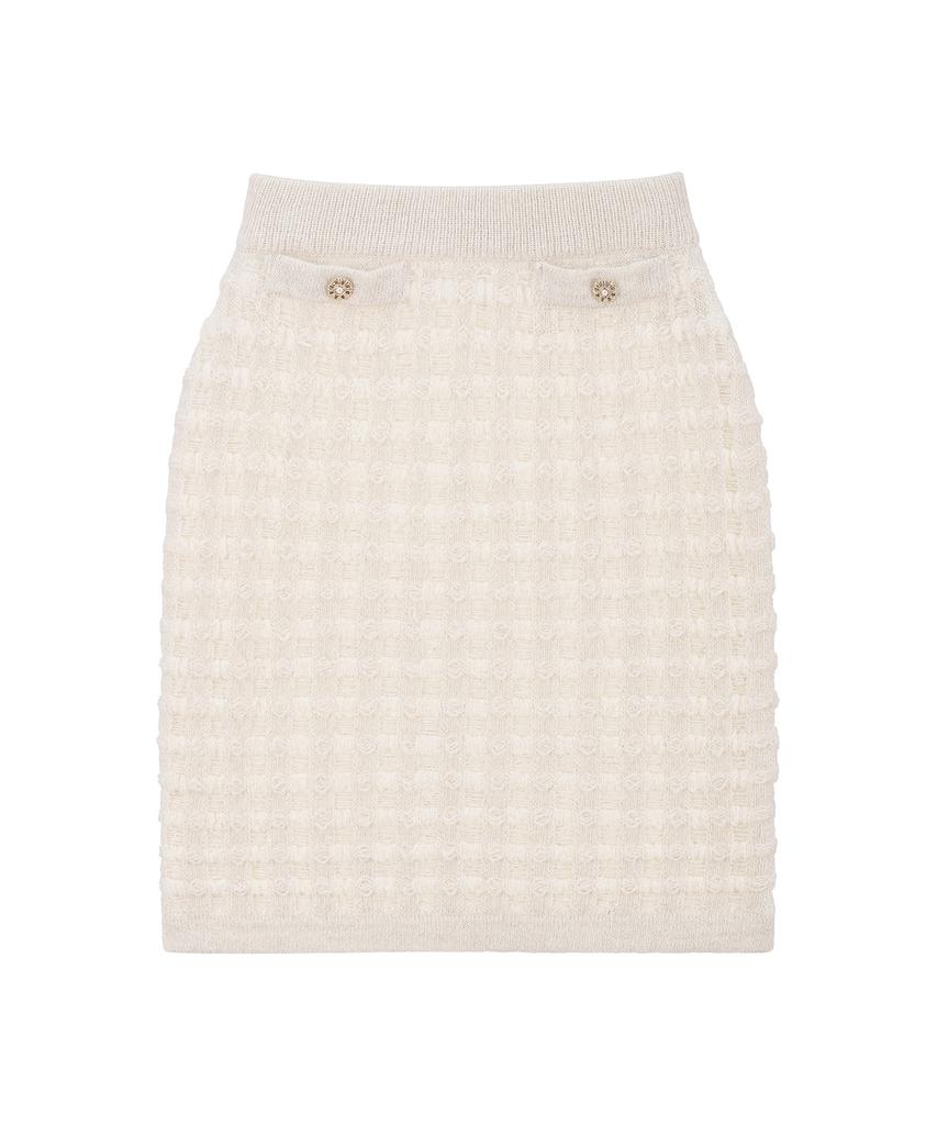 Rene J Tweed Midi Knit Skirt