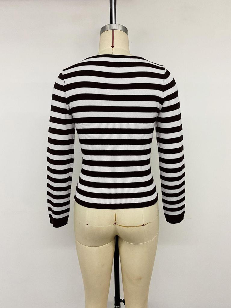 2026 Autumn/Winter Women's Striped Pullover Sweater - Trendy European & American Knitwear