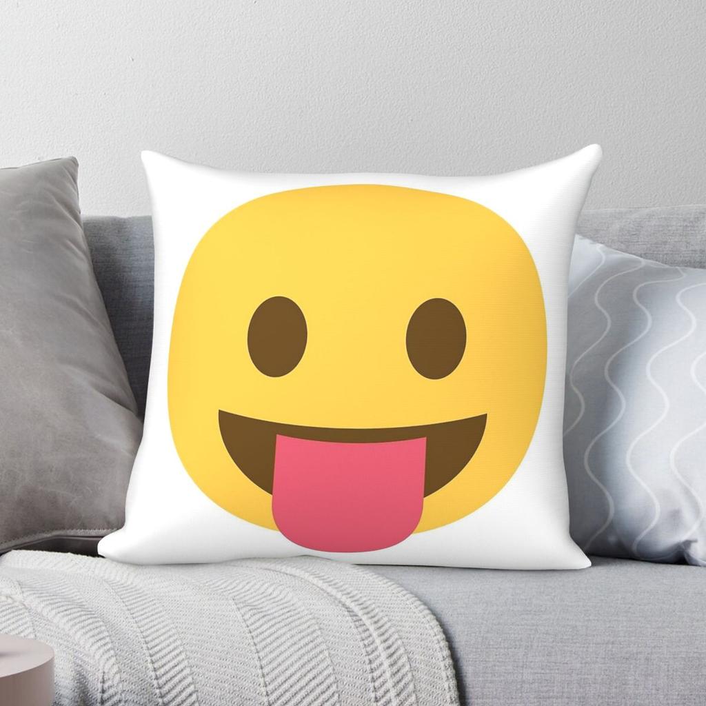 Face With Stuck-Out Tongue Square Pillowcase Polyester Linen Velvet Creative Zip Decor Room Wholesale