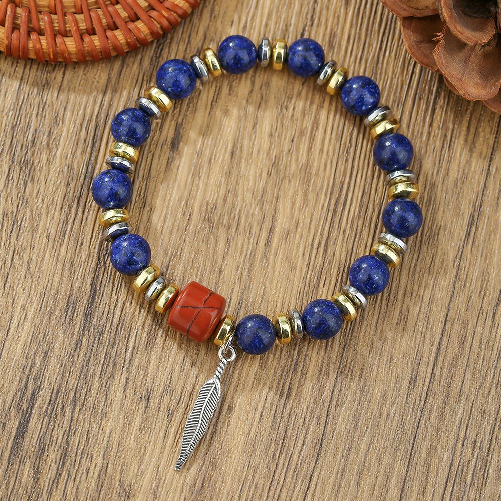 Браслет JYL TS Мужской 10 мм с бусинами Развивает силу ZJ15031 бирюзовый