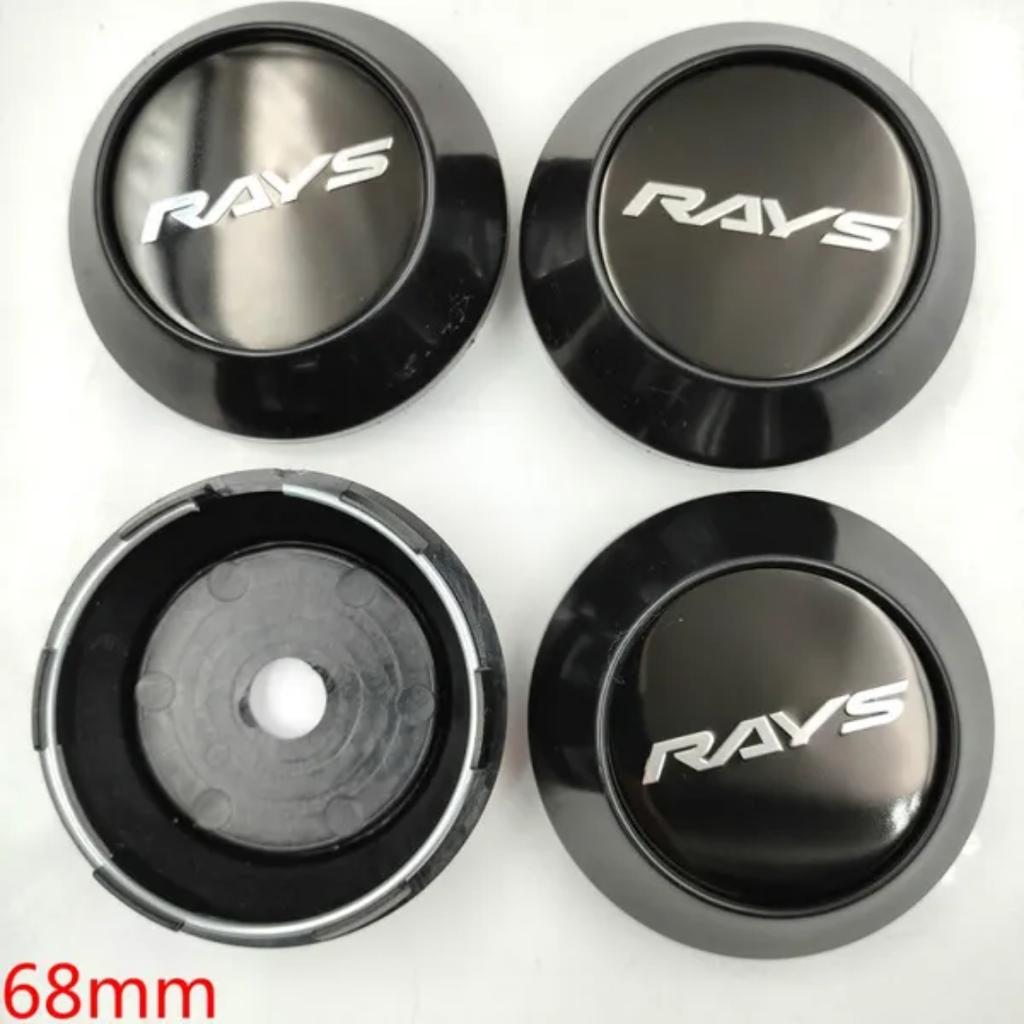 4Pcs 68mm Rays Black Car Wheel Center Caps Hub Caps Wheel Center Covers Rim Caps Emblem Badges Logo Decals