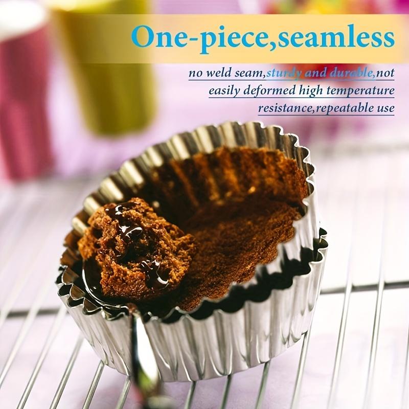 10pcs, Stainless Steel Egg Tart Molds (3.8''), Large Tart Molds, Pie Molds, Non-Stick Cake Baking Pans, Baking Tools,, Home Kitchen Items
