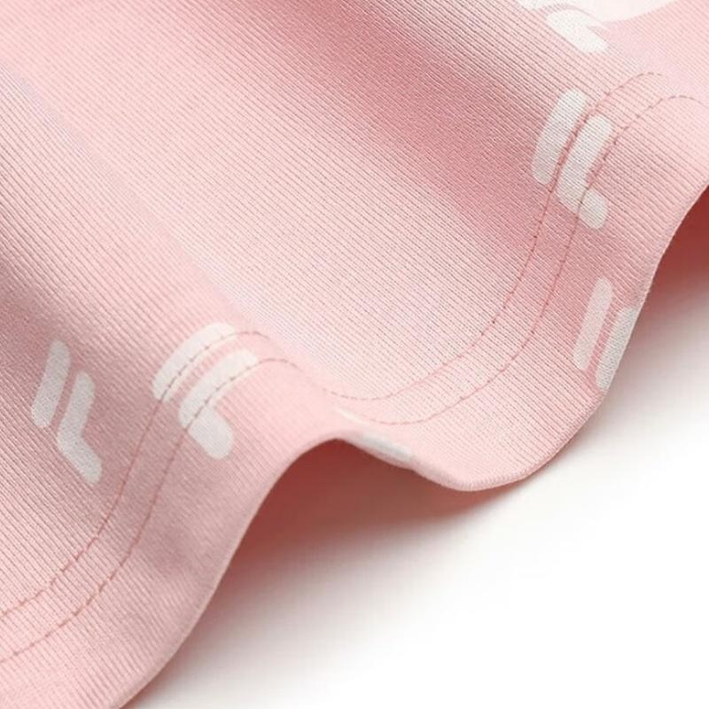 Fila Fusion Full Print Letter Round Neck Pullover Short Sleeve T-Shirt Unisex Tops Youth-Pink T11U326101F-PK