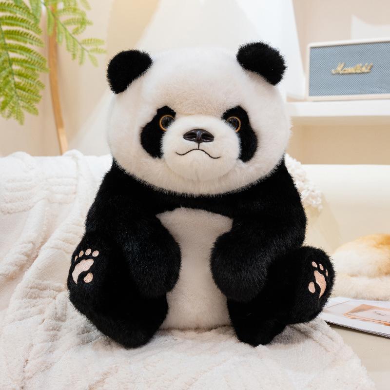 Simulation Sitting Giant Panda Plush Toy Doll Zoo Souvenir Chubby Giant Panda Baby Doll Gift