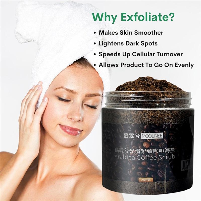 Super 256g Body Arabica Coffee Scrub Brightening Smooth Exfoliating For Anti Cellulite Moisturizing Body, Face, Hand, Foot Scrub