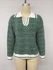 TEMU 2026 Autumn/Winter Gentle Commuting Knitwear: Diagonal Stripe Lapel Half-Button Loose Sweater