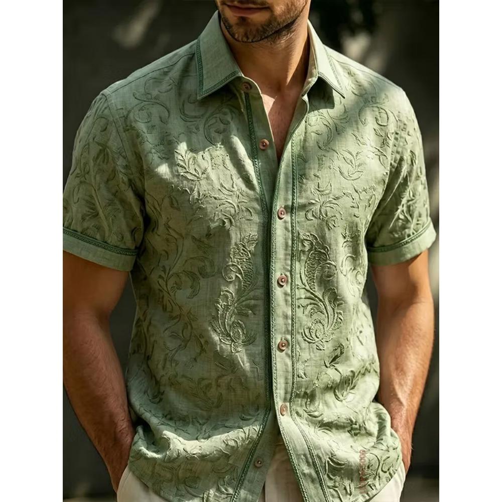 Men's Short Sleeved Shirt, Cat Noodle Printed Top, Versatile for Daily Commuting and Travel, Fashionable and Casual Loose Shirt