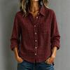1116 Spring and Summer European and American Women's Long Sleeve Plaid Casual Loose Lapel Shirt Women's Top