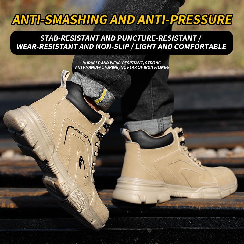Fashion Sports Shoes Work Boots Puncture-Proof Safety Shoes Men Steel Toe Shoes Security Protective Shoes Tactical Botas