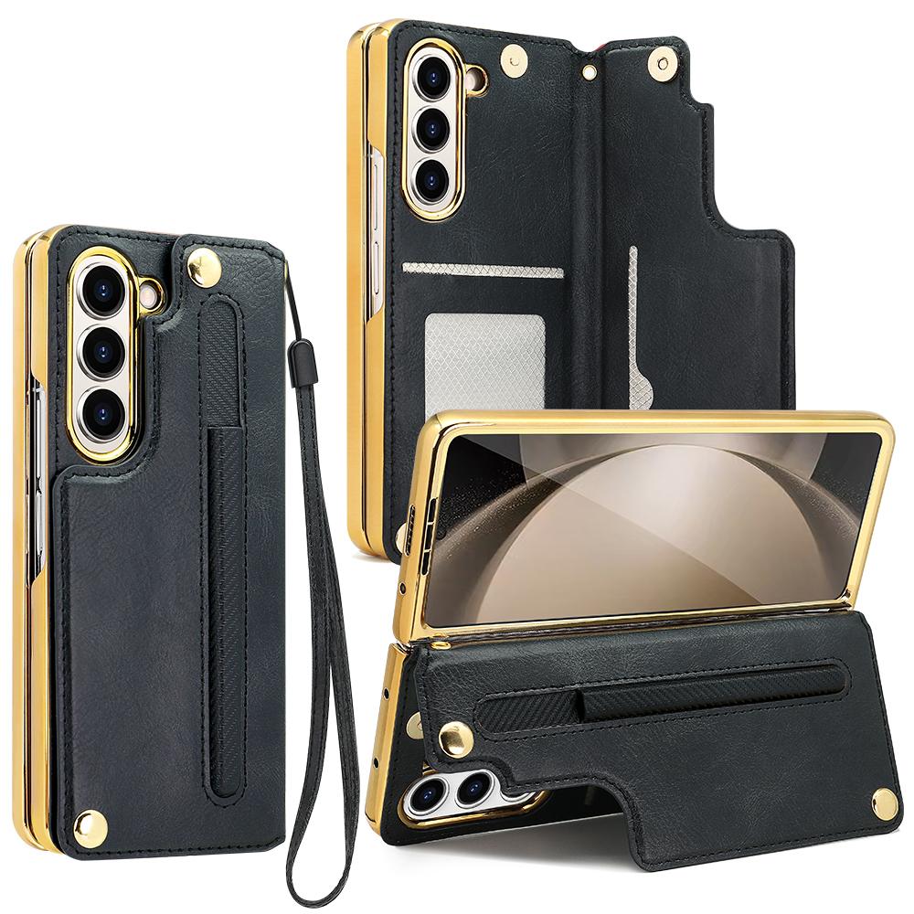 VIETAO PU Leather Z Fold 7 Phone Case With Pen Slot, Cards Wallet Holder,Hand Strap Compatible With Samsung Galaxy Z Fold 6 5 4