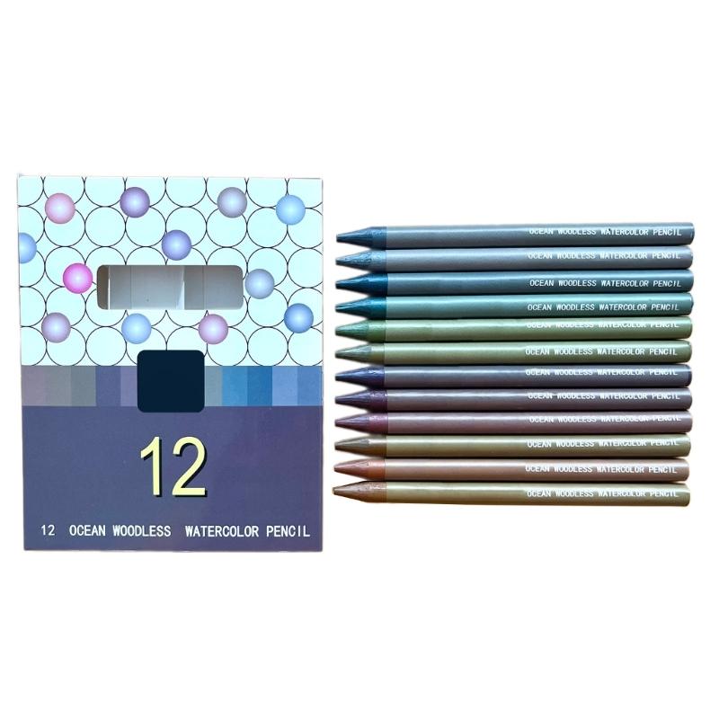 

12 Color Watercolor Pencil, Woodless Colored Pencils Water Soluble Indelible Pencil for Artist Children Art Painting 1