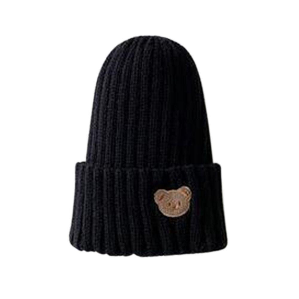 

Шапка-ушанка для мальчиков и девочек, вязаная детская шапка, осенне-зимние шапки, теплая детская шапка-бини, детская шапка чёрный