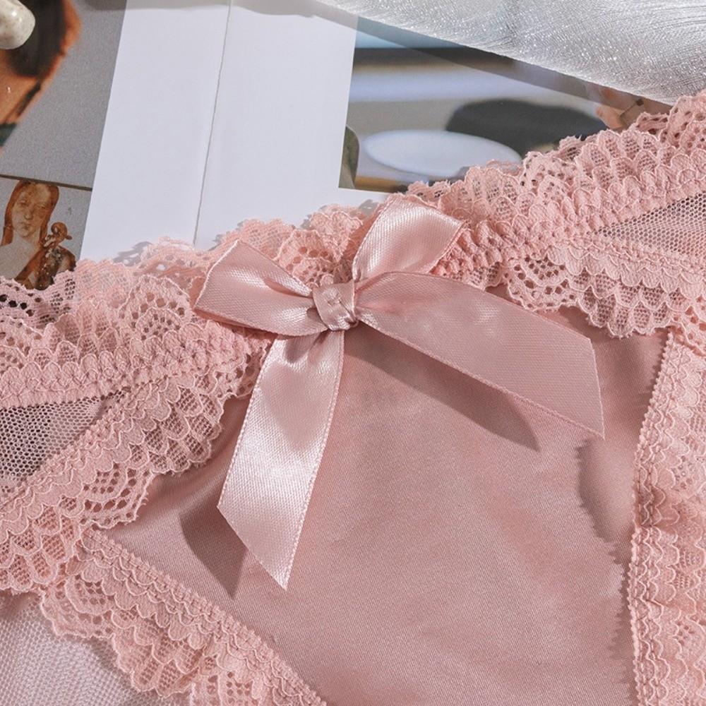 Transparent Lace Panties Low Waist Mesh Flower Briefs Breathable Lace Thin Underwear  Girl