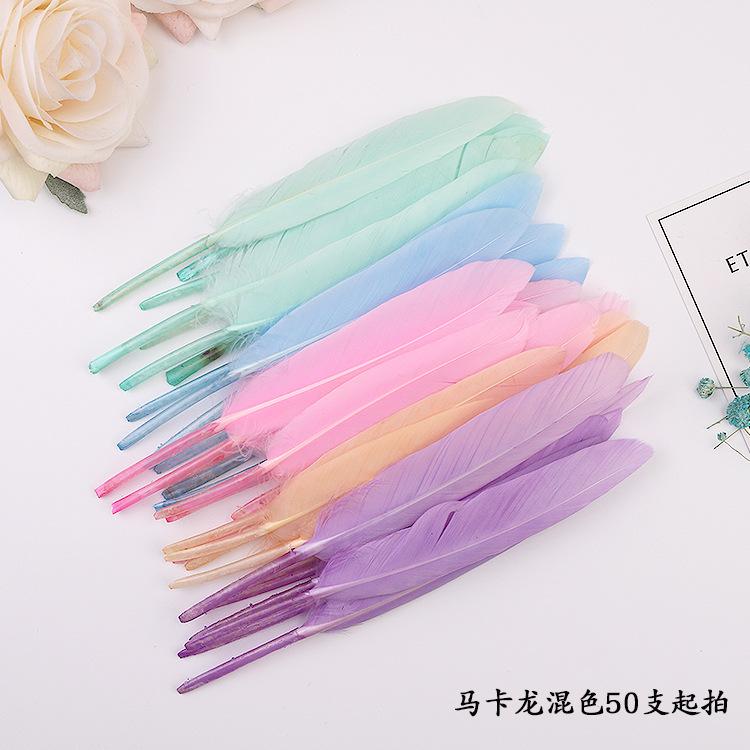 50Pcs20 Colors Colored Goose Feather Small Straight Knife Feather Diy Colored Feather Kindergarten Handmade Feather