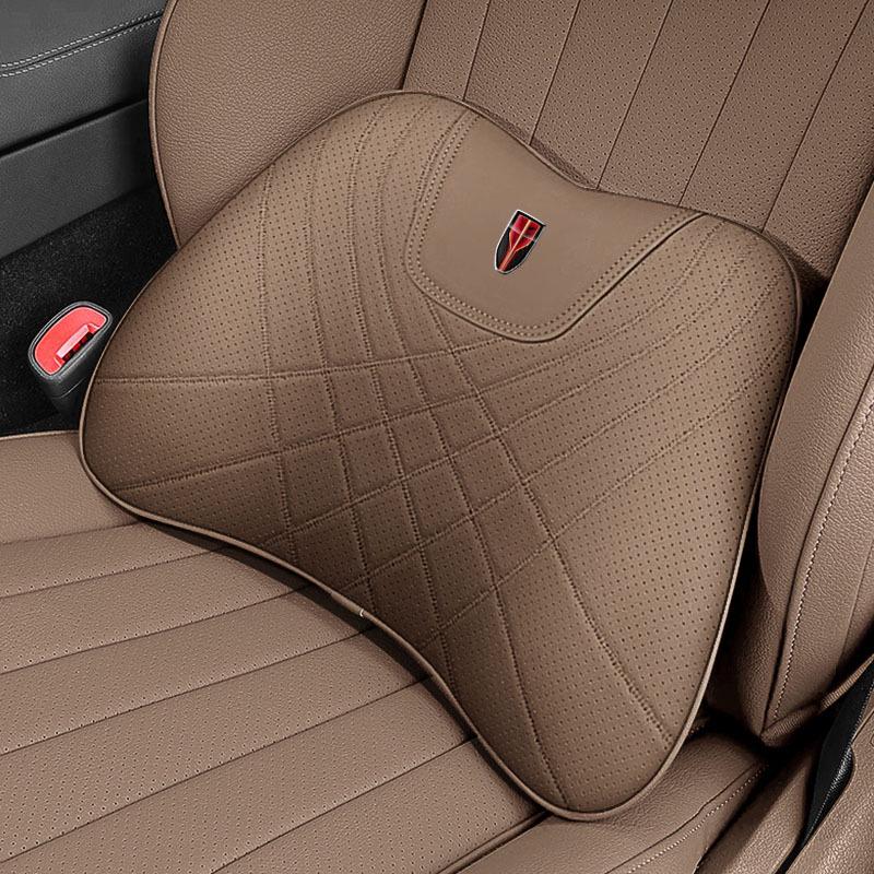Polštář z paměťové pěny pro podporu krku a beder pro Hongqi HS5, H5, HS7, H7, H9 - Polštář na opěrku hlavy a opěradlo do auta z pravé kůže