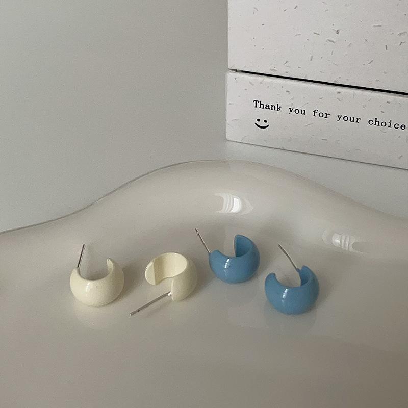 C Circle Oil Dripping Stud Earrings Female Niche Design Sense Fresh And Sweet Elegant Exquisite Personality Simple Versatile Earrings Earrings