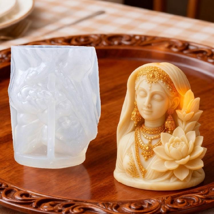 Indian Goddess Statue Silicone Candle Molds Easy Demold For Handmade Candle Soap Chocolate and Home Decoration Resin Art