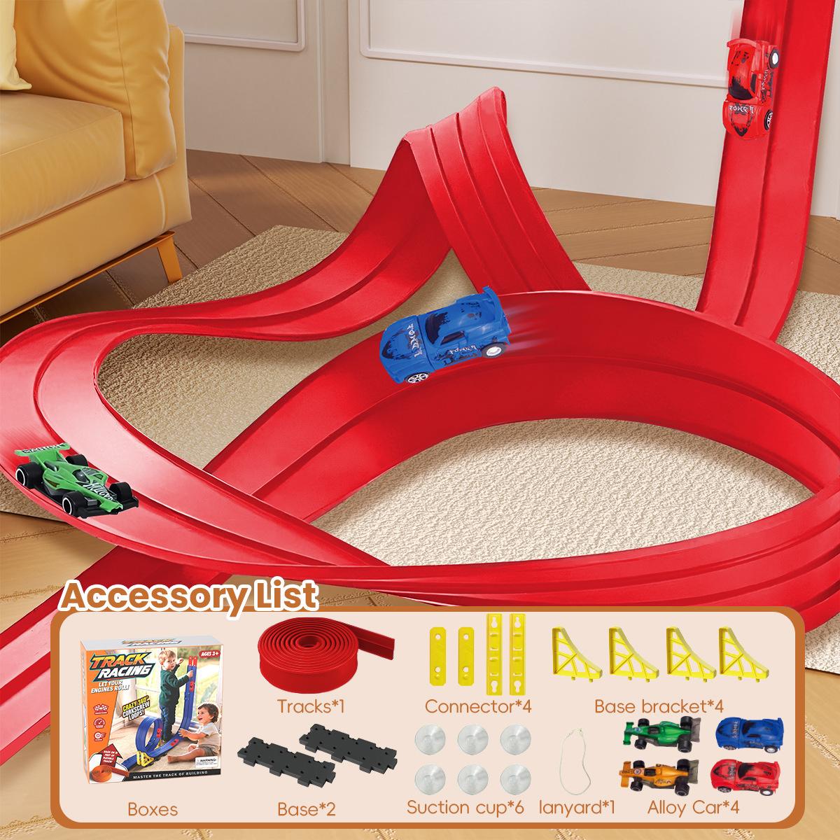 

Children S Power Rail Racing Car Diy Track Pull-Back Racing Car Gravity Slide Tall Speed Puzzle Assembly Playthings Xmas Gifts