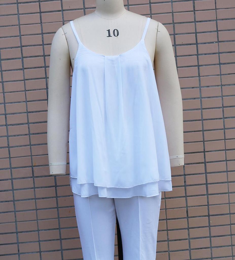 Summer Casual Spaghetti Strap Loose Chiffon Women's Tank Top