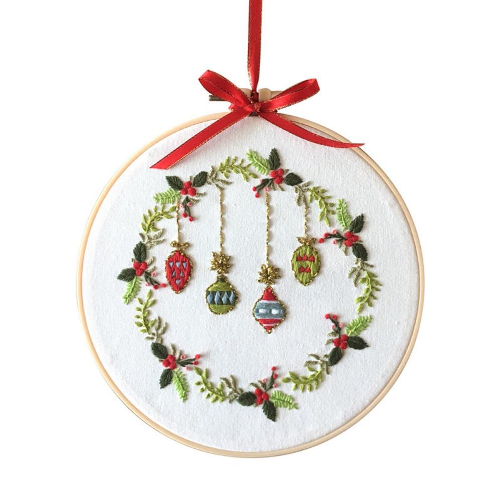 Printed Pattern Christmas Embroidery Kit Handmade Embroidery Starter Kit Practice
