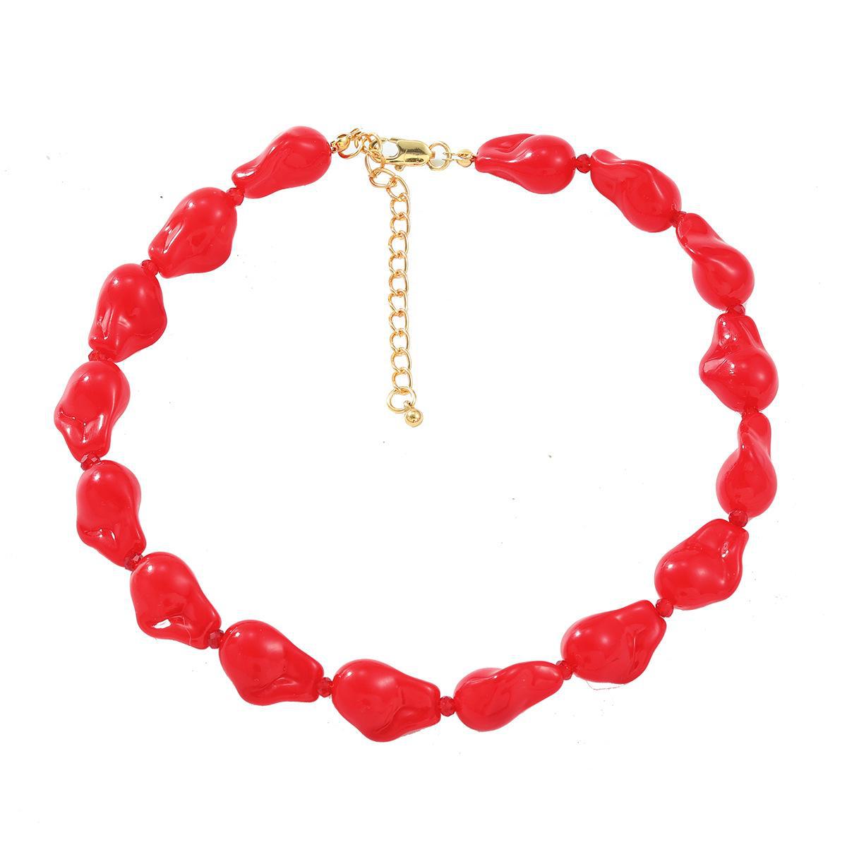 

Комплект из ожерелья и браслета с нерегулярными каплями воды ZA Summer Trend красный