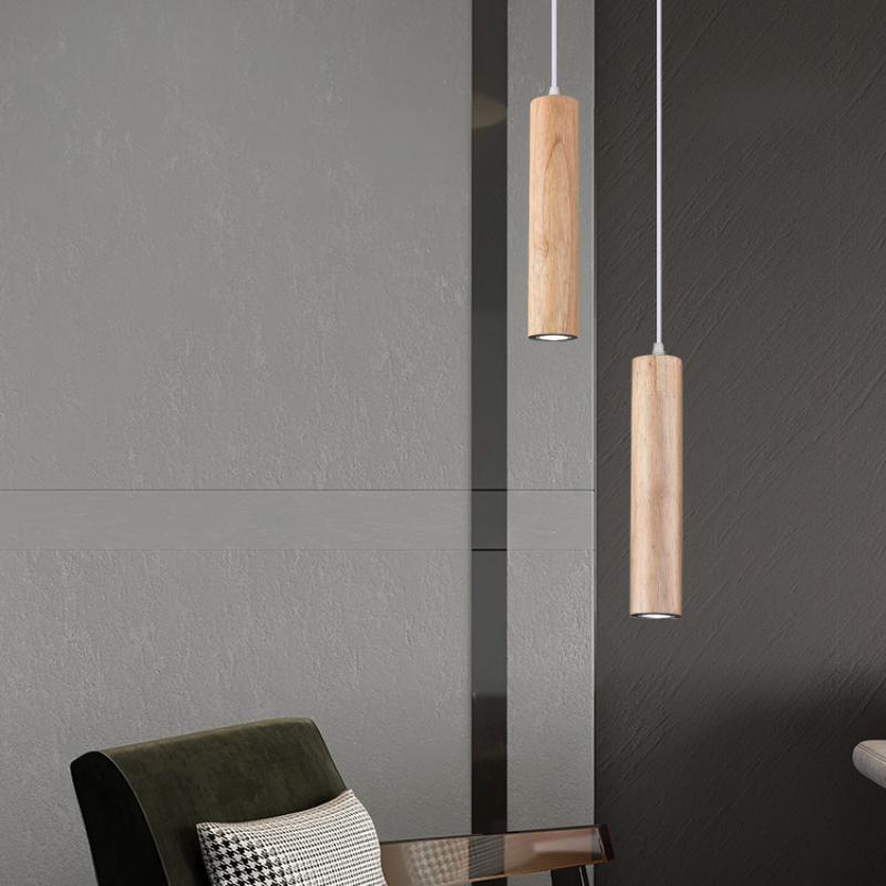 modern wood LED Pendant lights dining room Hangingamp bedroom lamp restaurant Rubber wood indoor decor Suspension lighting