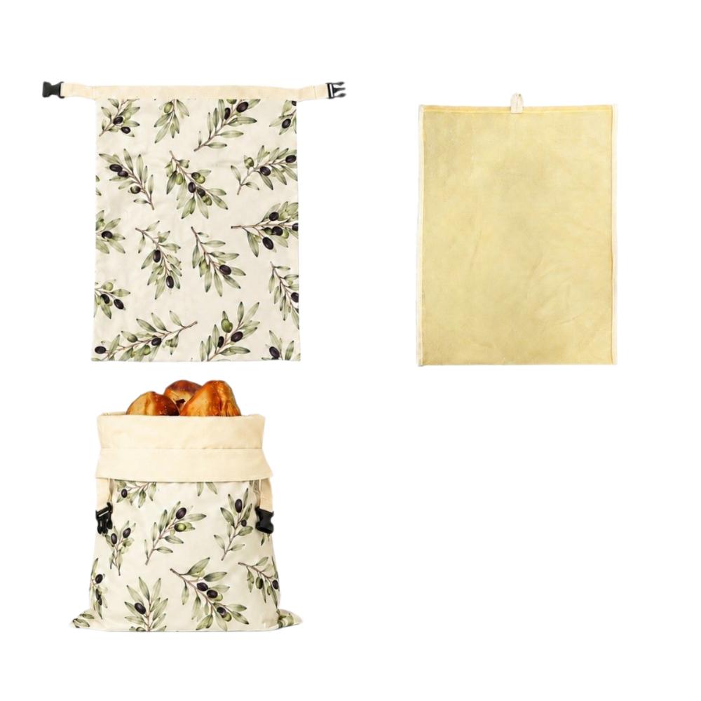 Cotton Beeswax Bread Bags Lock Closure Removable Inner Bag Sourdough Bread Bag Bread Pattern 43x33 Bread Storage Bag for Baking