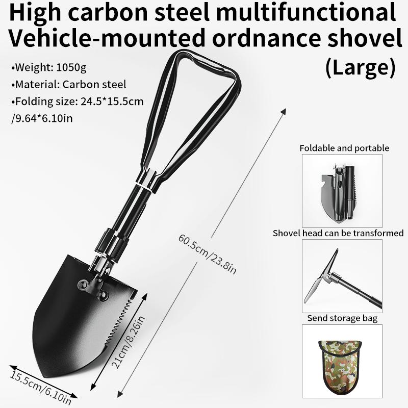 Multifunctional Garden Shovel, 3-in-1 Folding Military Shovel for Camping, Fishing, Survival