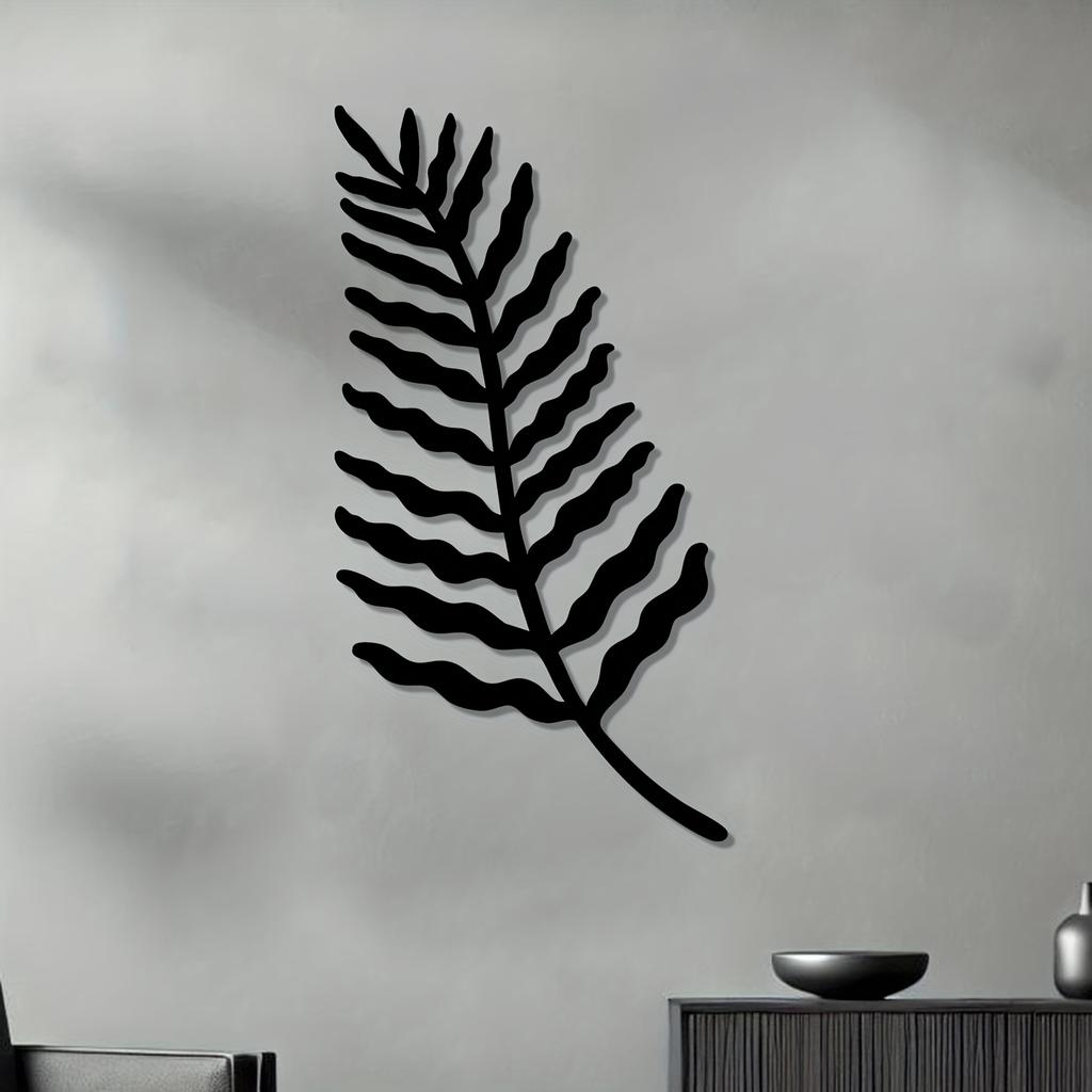 1pc Minimalist Fern Leaf Metal Wall Art Rust Resistant Plant Decor Statue for Living Room Bedroom