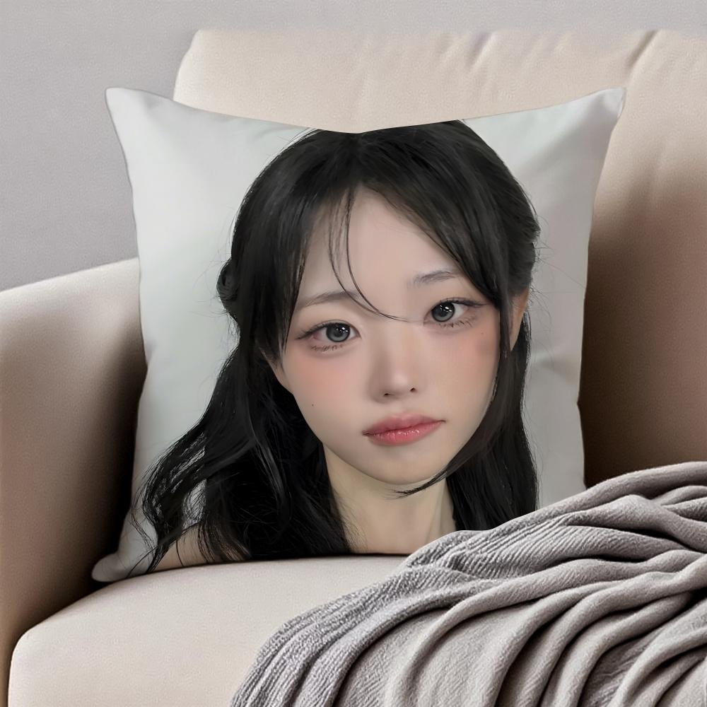 Popular Kpop Idol QWER HHina Jang Nayoung Cushion Cover Pillowcase Antidustmite Invisible Zipper Short Plush Sofa Cushion
