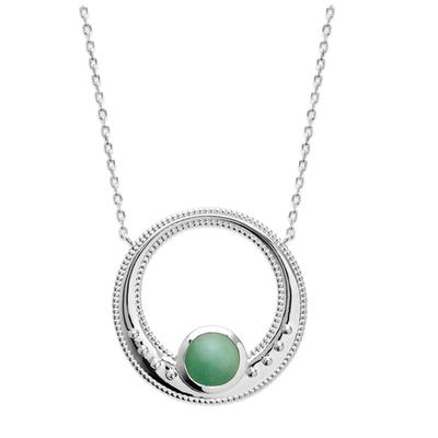 [Q3753] - Silver Necklace 'Cléopatra' Green Aventurine Rhodium-plated Silver - 28 Mm
