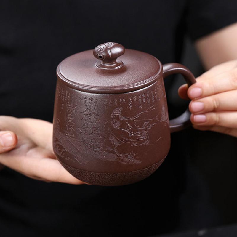

450ml Yixing Purple Clay Coffee Mug Creative Couple Handgrip Cups Afternoon Tea Mug Master Office Water Cup Drinkware Supplies