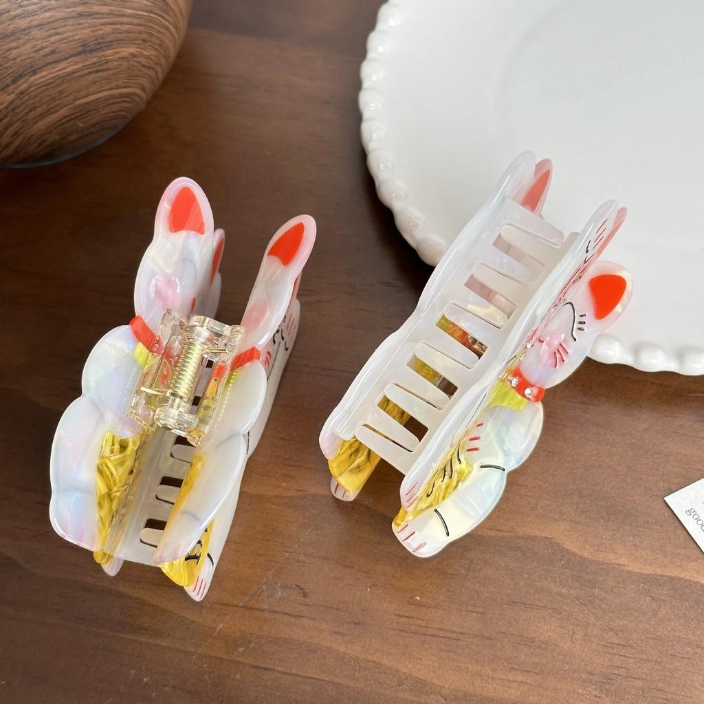 Stunning 10cm Lucky Cat Hair Claw Clip With Gorgeous Rhinestone Accents Ideal For Fashion-forward Women