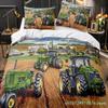 Boys Tractor Printed Bedding Set Men Construction Cars Pattern Comforter Cover For Kids Heavy Machinery Vehicles Duvet Cover