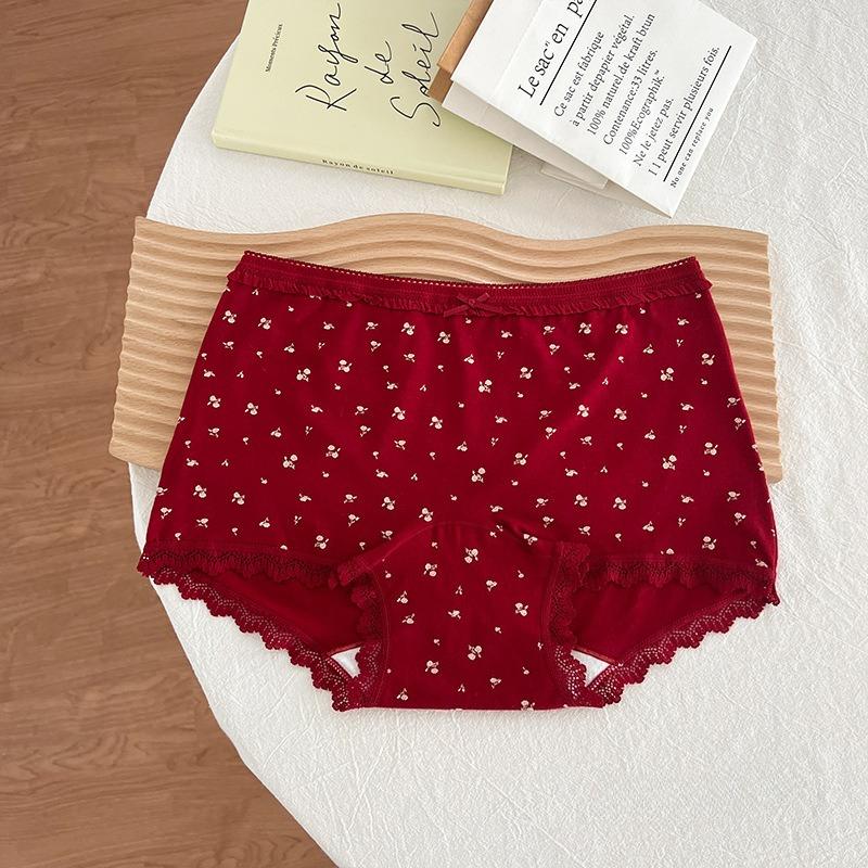 Women's New Summer Sweet Floral Print Lace Traceless Cotton Skin Friendly Breathable Boxer Briefs