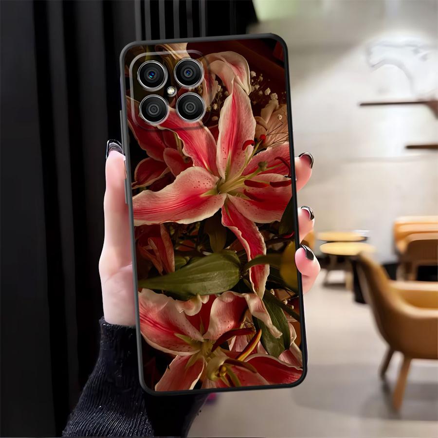 Case for Honor 90 X7 X9a 8X 200 400 Lite X8 Magic5Lite X6 X5b 70 Funda Phone Cover Lily Orchid Flower Print